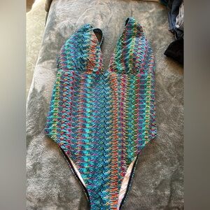 Multicolor Crocheted One-Piece Swimsuit